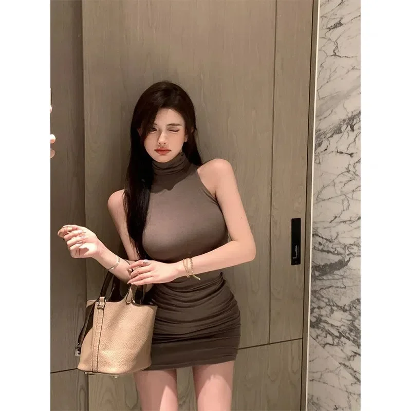 Abito senza maniche a collo alto da ragazza piccante Vendita calda estiva da donna della stagione Nuovo desiderio puro Abbigliamento interno Slim Fit Avvolgente sexy 3