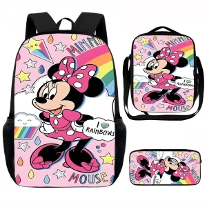 Simpatico zaino scolastico per bambini M-minnie Mouse, borse per il pranzo, borse per matite, borse scolastiche per ragazzi e ragazze, miglior regalo 1