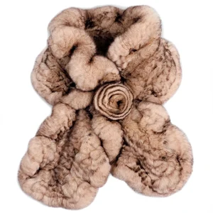 BOONJOVIA Sciarpe da donna in pelliccia di coniglio Rex per la stagione fredda, vera pelliccia, soffice sciarpa avvolge il design con volant 1
