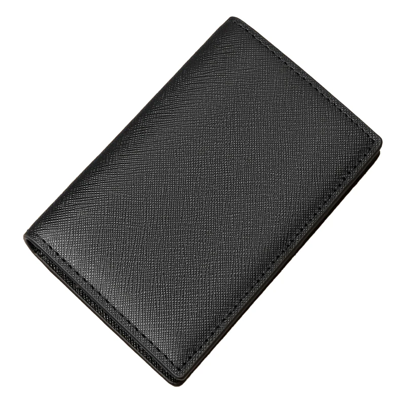 Porta carte Bifold Porta carte da lavoro semplice in pelle Saffiano con molteplici scomparti per carte e una fessura per carte posteriore 2