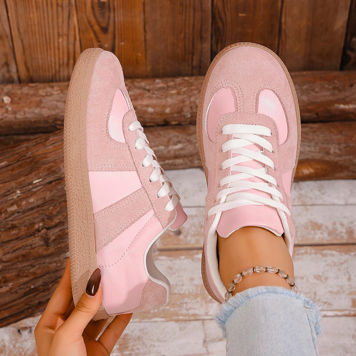 Scarpe da ginnastica da donna Scarpe da ginnastica tedesche classiche impiombate Scarpe da ginnastica piatte Primavera Autunno Nuove scarpe sportive stringate casual da donna 4