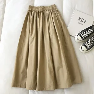 Autumn Winter New Fashion Elastic Waist Solid Women's Clothing Korean Simplicity Trend Shirring Trend Sweet Western Style Skirts 1