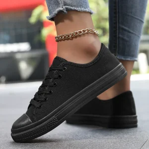 Scarpe di tela nere 2025 Primavera Autunno Donna Casual Traspirante Versatile Coppia Scarpe da tavolo Scarpe da ginnastica comode stile coreano 1