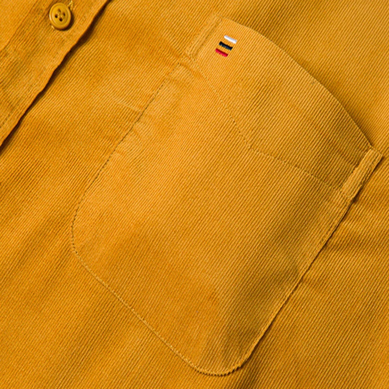 7XL 6XL Camicia in velluto a coste di cotone Manica lunga da uomo Casual Vestibilità regolare Morbida e confortevole Tasca Camicie eleganti per camicetta maschile 6