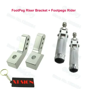 Poggiapiedi CNC argento e staffa Pedane pieghevoli Set pilota Set posteriore + Estensore pedana regolabile Staffa montante Pit Bike Moto 1