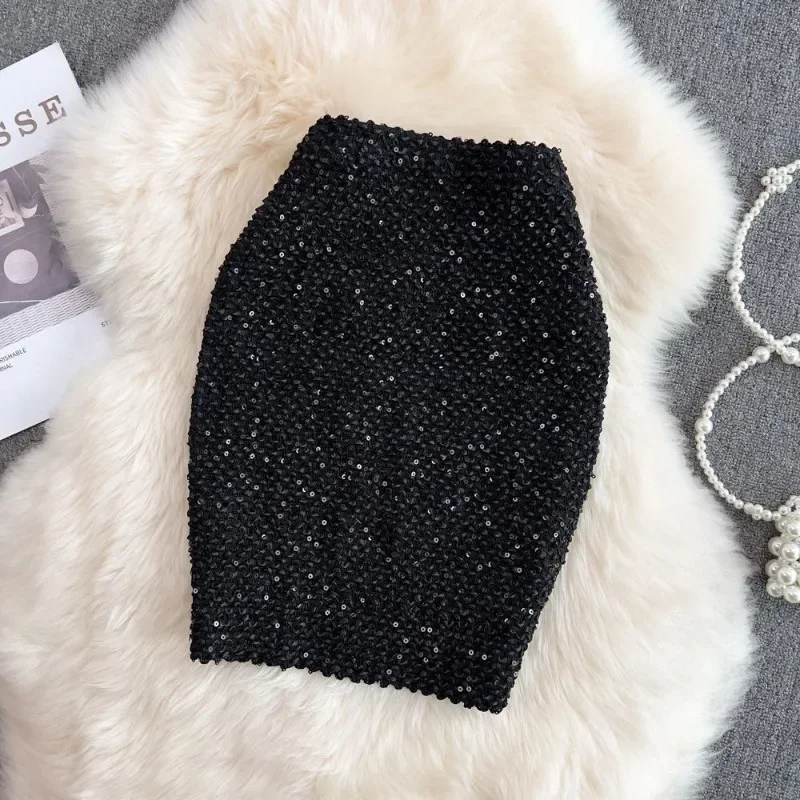 Gonne per le donne elegante gonna donna con paillettes ufficio formale Premium Chic ed elegante V offerta di lusso originale caldo stile coreano su 3