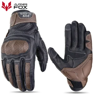 Guanti da moto in pelle vintage marrone da uomo Certificazione CE Moto da equitazione Touch Screen Motocross Moto Racing Biker Guanto XXL 1
