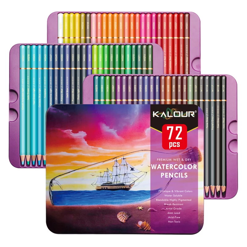 Matite per acquerello premium KALOUR 120/72 colori lapices a pigmenti luminosi per colorare adulti, colore dell'acqua per bambini principianti Art Supp 6