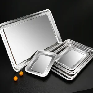 1PCS In Acciaio Inox Vassoi Per Alimenti Rettangolo Frutta Verdura Pentole di Stoccaggio Torta Pane Biscotti Piatto Bakeware Da Cucina Piatti Da Forno 1