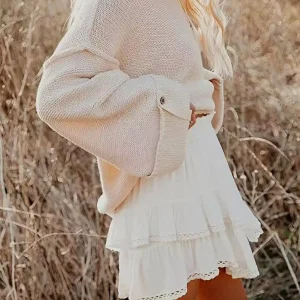 Gonna corta da tennis da golf a vita alta con gonna corta a strati pieghettata bohémien casual da donna 1