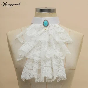 Donne staccabili arruffato pizzo Jabot Vintage vittoriano colletto finto mezza camicia camicetta girocollo girocollo Clubwear colletto Steampunk 1