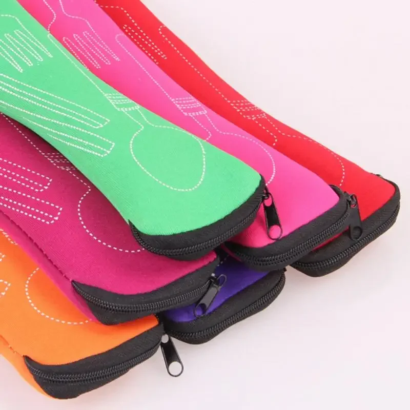 Borsa per stoviglie portatile Borsa per posate Set da pranzo Confezione da viaggio Scatola di immagazzinaggio Stoviglie Borsa per cucchiaio forchetta da picnic senza stoviglie 5