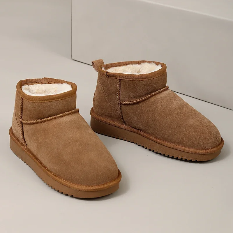 Stivali da neve di nuova moda Stivaletti in vera pelle di mucca Scarpe da donna invernali calde Suole antiscivolo Stivali da donna Senza logo 4