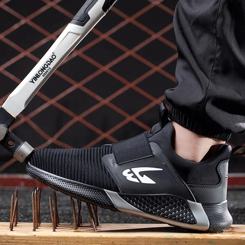 Scarpe da uomo Stivali antinfortunistici da lavoro Punta in ferro Stivali antiforatura anti-sfondamento Scarpe da ginnastica comode e leggere Scarpe da lavoro di sicurezza maschili 5