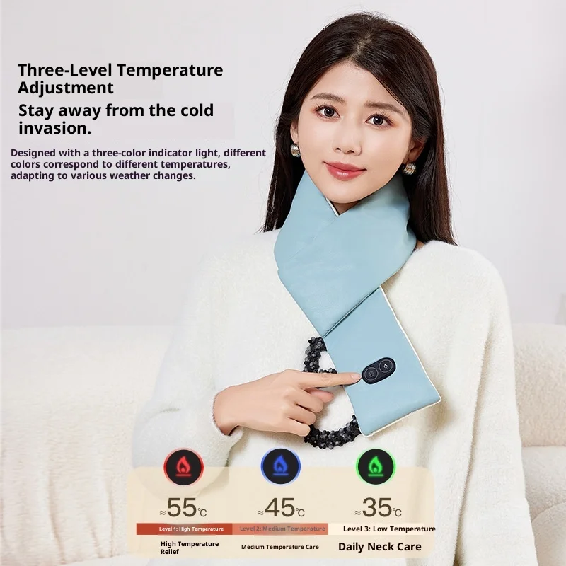 Sciarpa riscaldante elettrica USB per donna uomo scaldacollo in pile lavabile non inclusa batteria per campeggio all'aperto ufficio inverno 1