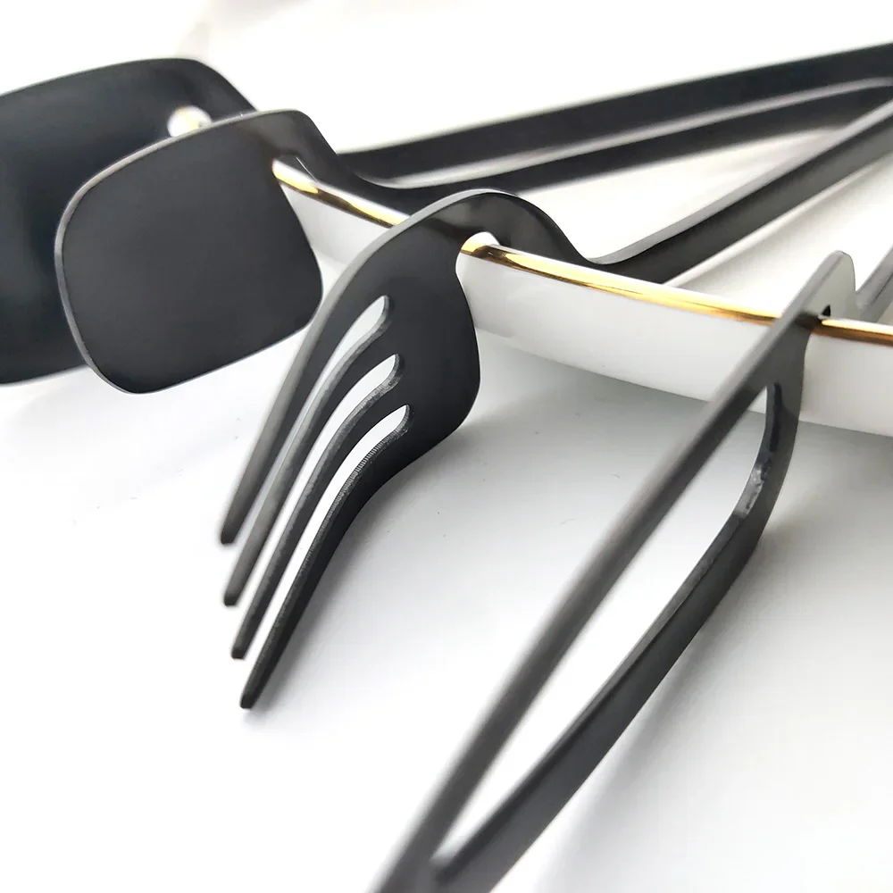 20/30/40 pezzi set di posate nero opaco coltello in acciaio inossidabile forchetta cucchiaio cena set di stoviglie stoviglie da cucina posate argenteria 2
