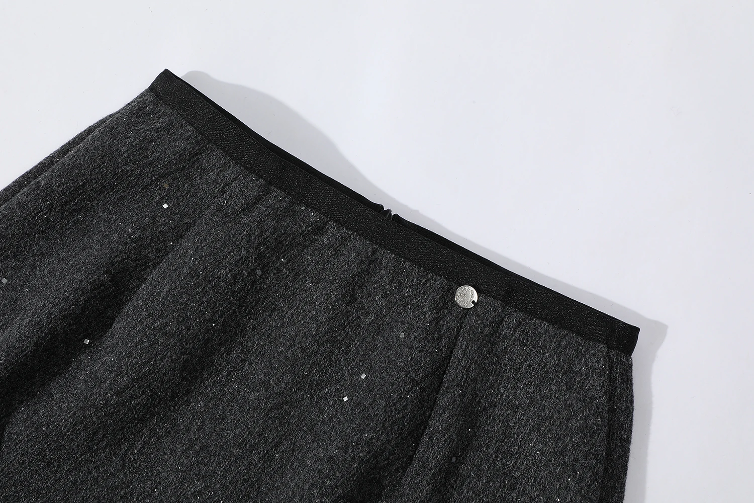 Gonna a trapezio da donna con paillettes in lana vintage autunno inverno 2025 Nuova gonna a tubino da ufficio con cerniera divisa posteriore a vita alta femminile 5