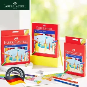 Faber-Castell Matite tricolore Studente Principiante Matite colorate a olio in legno Disegno da colorare 24/36/48/72 Colori Anti-rottura 1