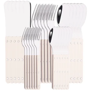 6/30 pezzi beige argento manico acrilico stoviglie coltello forchetta cucchiaio set posate in acciaio inossidabile set posate da cucina per la casa occidentale 1