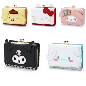 Borsa Sanrio Hello Kitty Kawaii Cinnamoroll My Melody Kuromi Portafoglio in pelle PU moda casual Simpatico sacchetto pieghevole per carte Regali di compleanno 1