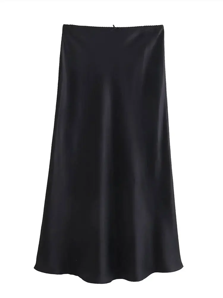 Mooyufon Moda Donna 2024 Primavera Nuova Trama di Raso Decorazione Dell'arco Vintage Chic Femminile A Vita Alta H Linea Gonne Lunghe Mujer 2