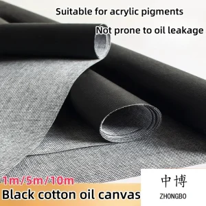 1m/5m Tela per pittura a olio nera professionale per pittura a olio Pigmenti acrilici e materiali artistici Creazione artistica 1