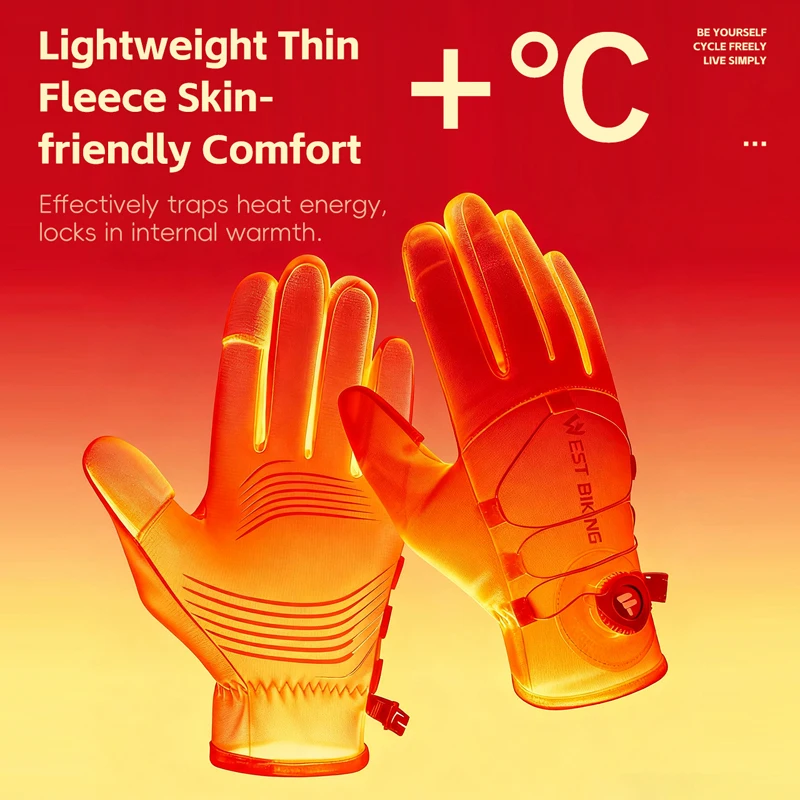 WEST BIKING Guanti da bicicletta autobloccanti invernali Guanti da ciclismo termici caldi con dita intere Guanti sportivi con chiusura a torsione touchscreen 5