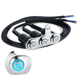 Interruttori manubrio moto LED blu - Acciaio inossidabile 12V con pulsante di controllo fendinebbia, adatti per bici da turismo da strada 1