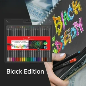 24 Matite da colorare Black Edition Matite colorate super morbide con piombo brillante Resistente alla rottura Stratificazione extra liscia 1