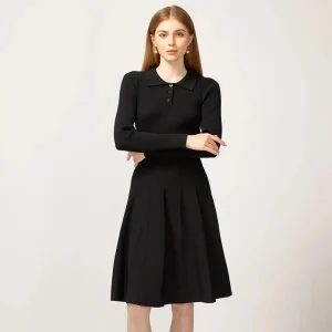 Abbigliamento donna elegante Gonne Gonna di lusso lavorata a maglia ampia Donna Autunno lavorato a maglia femminile Abiti in maglia nera Abiti autunnali Primavera 1