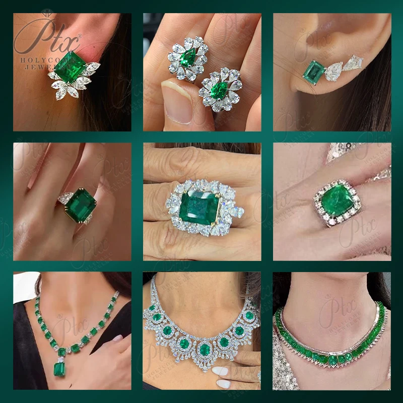 ptx Gioielli Personalizzati Oro 18K/14K/10K/9K e Anelli/Collane/Orecchini in Argento S925 Coltivazione in Laboratorio Personalizzazione Colombia/Smeraldo Zombiano 1