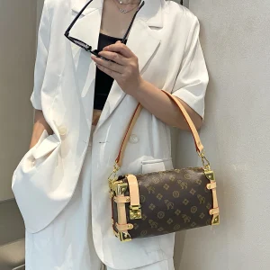 Borsa a tracolla da donna marrone caffè 2025 - Borsa a tracolla con tracolla, elegante borsa sotto le ascelle, leggera piccola casual S 1