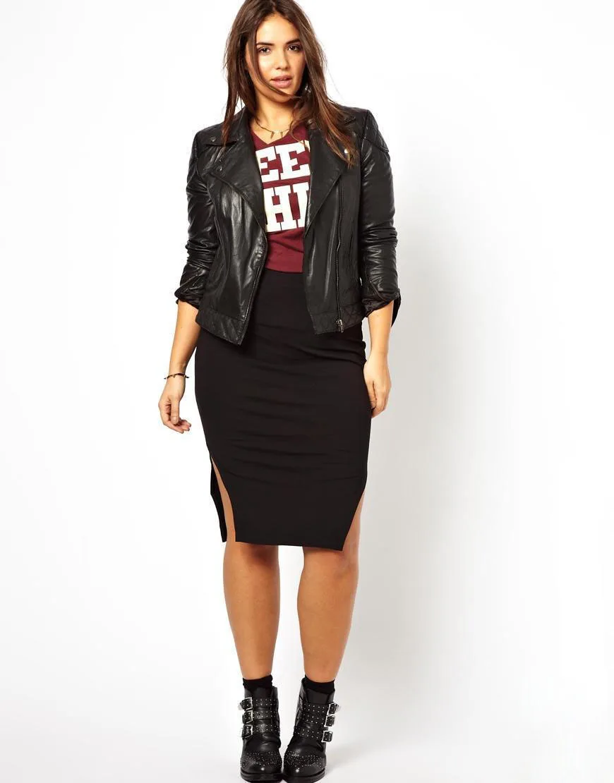 Gonna tubino a vita alta elastica taglie forti donna fodero nero solido elegante gonna longuette da ufficio spacchi fianchi gonna formale 4XL 5XL 6X 1