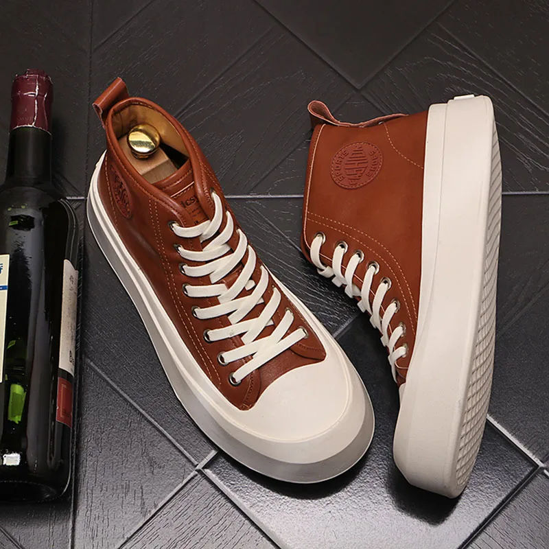 Inverno nuova moda uomo top alti piattaforma stringata scarpe da tavola Casual appartamenti moda maschile scarpe da ginnastica da passeggio stivaletti 3