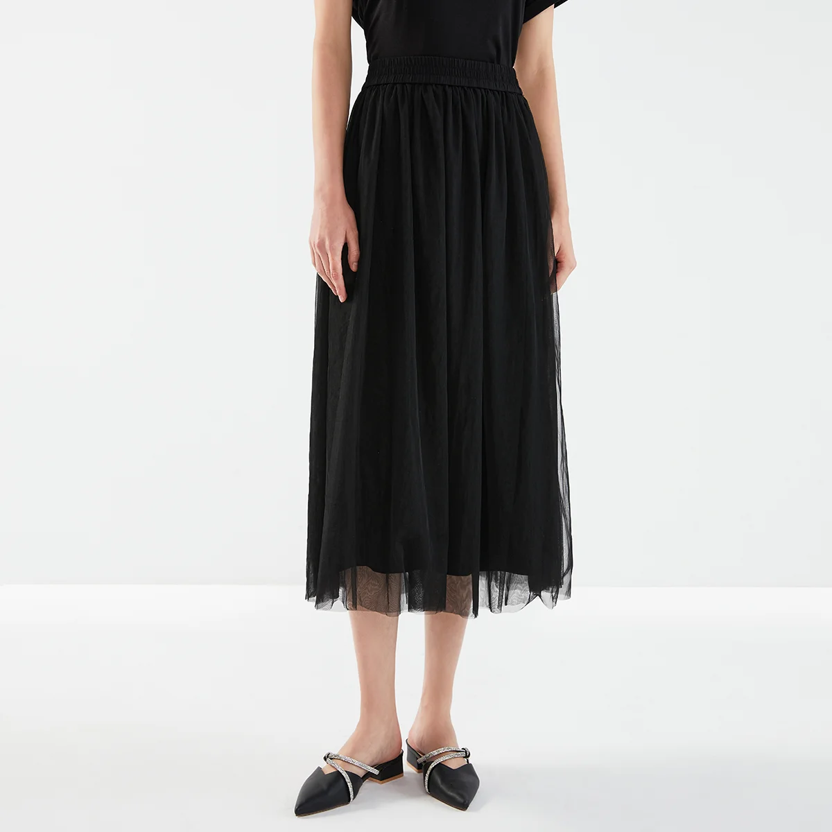 K1290W abbigliamento di alta qualità a vita alta gonne a pieghe Midi gonne lunghe da donna per gonna in Tulle da donna 1
