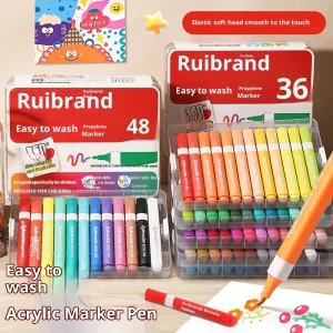 60/72/84 colori pennarelli acrilici punta morbida lavabile scatola nidificata design per dipingere pietra legno fai da te roccia uovo arte forniture di cancelleria 1