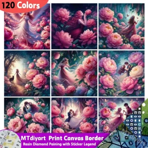 120 colori pittura diamante in resina coppia romantica peonia rosa con adesivo leggenda nuova collezione fata dei fiori mosaico trapano completo 1
