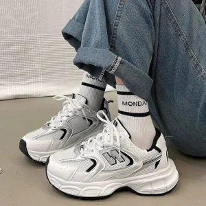Scarpe da papà alla moda da donna: sneakers da corsa in rete con plateau, scarpe sportive casual traspiranti per studenti, scarpe da allenamento per tutti i giorni 1