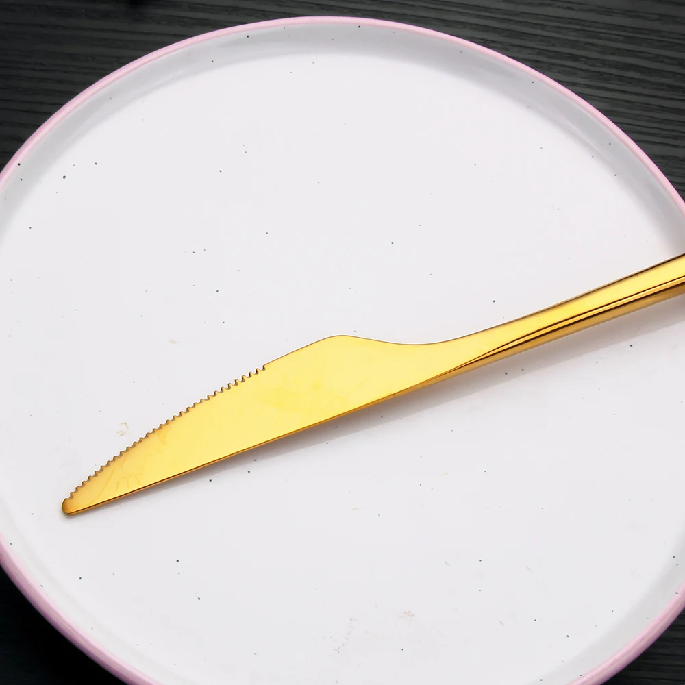 6/12/15/18/21 Pezzi Set di Posate in Oro Acciaio Inossidabile 304 Stoviglie Specchio Elegante Coltello Forchetta Cucchiaio Set da Cena Occidentale 5