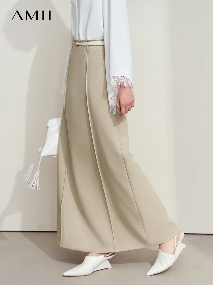 Amii Minimalista Solido Pendolari Versatile Elegante Micro Elastico Gonna Lunga 2025 Autunno delle Donne Nuova Gonna di Cotone Tessuto 12551004 1