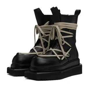 Scarpe alte da uomo Scarpe da ginnastica con plateau Scarpe da ginnastica in pelle con lacci Tacchi con zip Stivali da uomo di design vintage alla moda di lusso neri 1