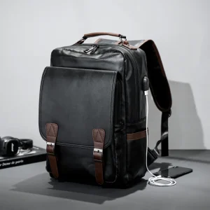 Zaino da uomo retrò zaino moda in morbida pelle per uomo zaino per Laptop di grande capacità zaino per studenti universitari maschili Bookbag 1