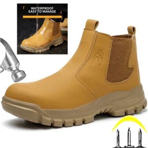 Stivali antinfortunistici da lavoro impermeabili Scarpe con punta in acciaio Stivali Chelsea da uomo Scarpe antinfortunistiche antiscottatura a prova di foratura Stivali protettivi 2025 1