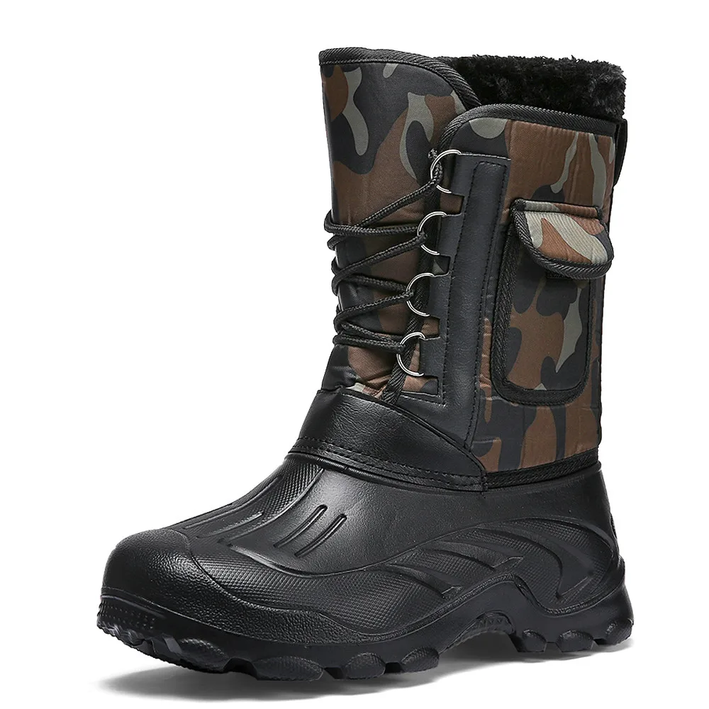 Stivali invernali da uomo Sneakers impermeabili calde 2025 Attività all'aperto Pesca Stivali da lavoro sulla neve Calzature maschili Scarpe da uomo Stivali da pesca 2