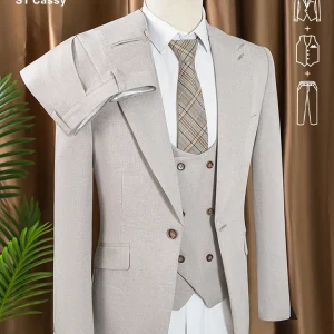 Abito da uomo in tre pezzi elegante slim fit formale per ufficio e banchetto per il tempo libero, set da sposo, abito da sposa da sposo 1