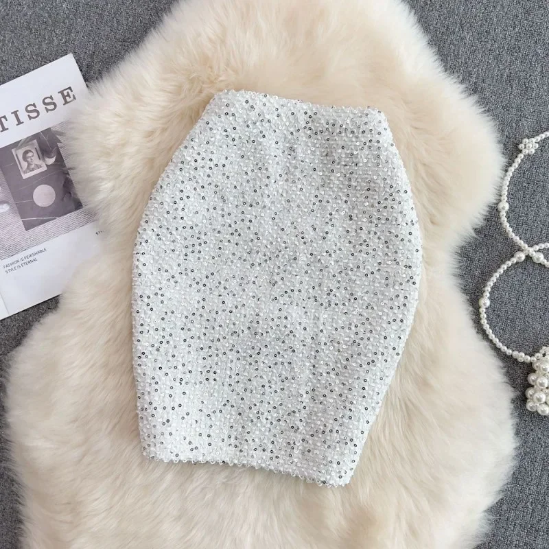 Gonne per le donne elegante gonna donna con paillettes ufficio formale Premium Chic ed elegante V offerta di lusso originale caldo stile coreano su 2