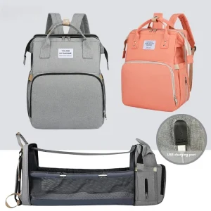 Borsa per mamma pieghevole Lettino per culla pieghevole portatile leggero Zaino per bambini di grande capacità Borsa per mummia per mamma femminile 1