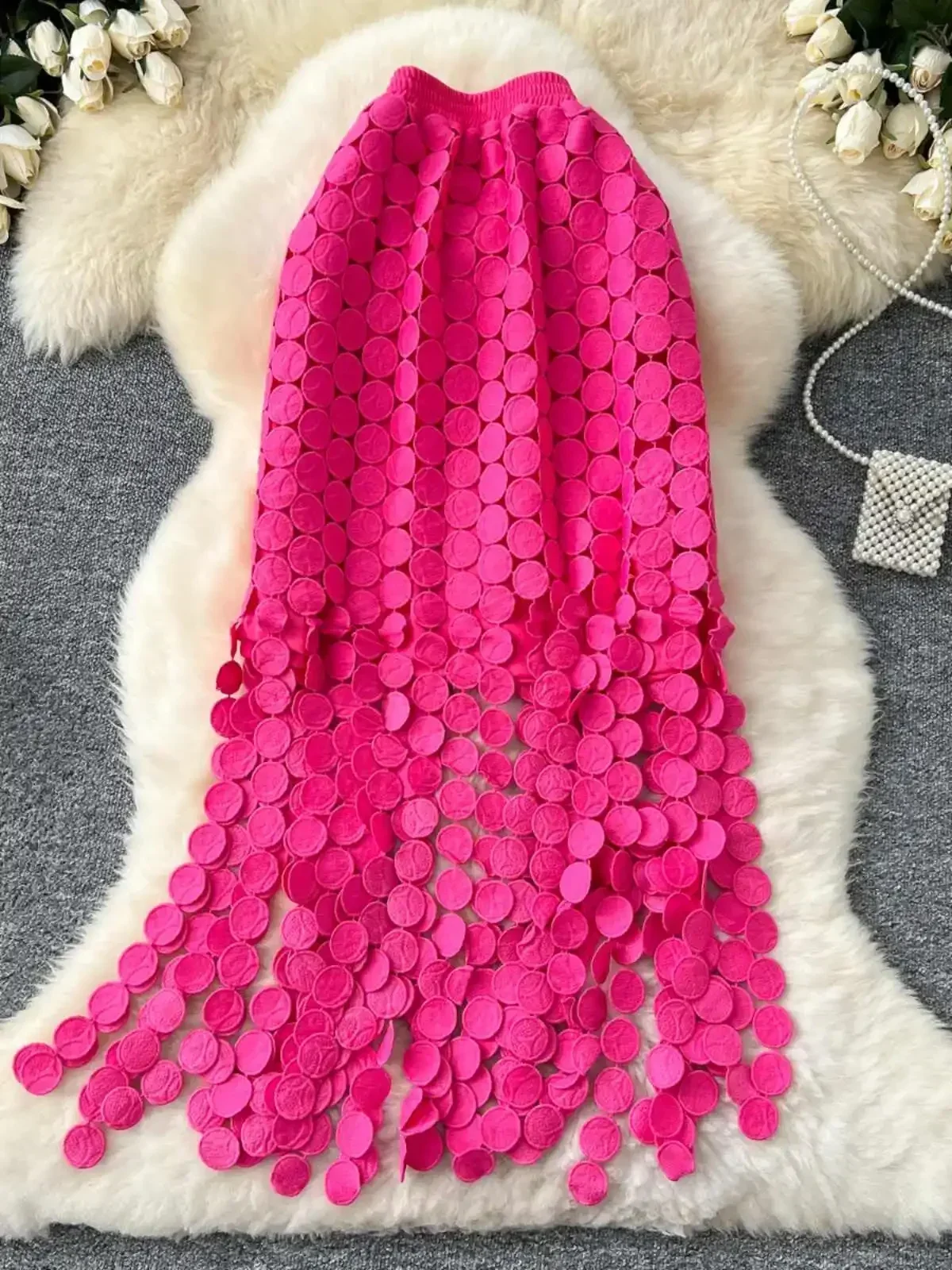 Gonna a tubino da donna scava fuori nappa a pois autunno nuova vita alta dimagrante media lunghezza dritto partito sexy gonne femminili SK008 5