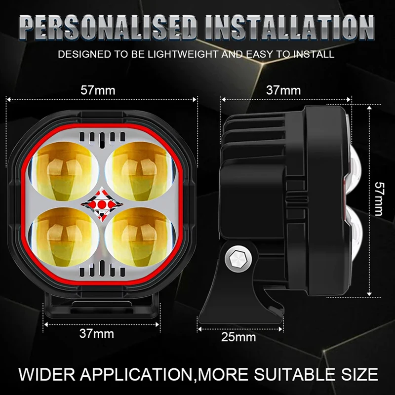 Faretti per moto led rosso da lavoro fendinebbia Fari ausiliari per moto luci aggiuntive accessori per moto 6