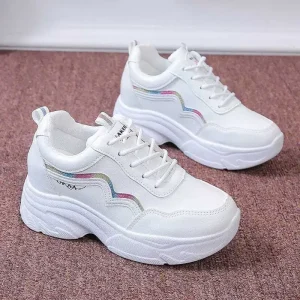 Scarpe sportive da donna Fondo spesso Superficie in pelle Scarpe da papà Primavera Autunno Versatile Nuovo arrivo Tacco piatto Foderato in poliuretano 1